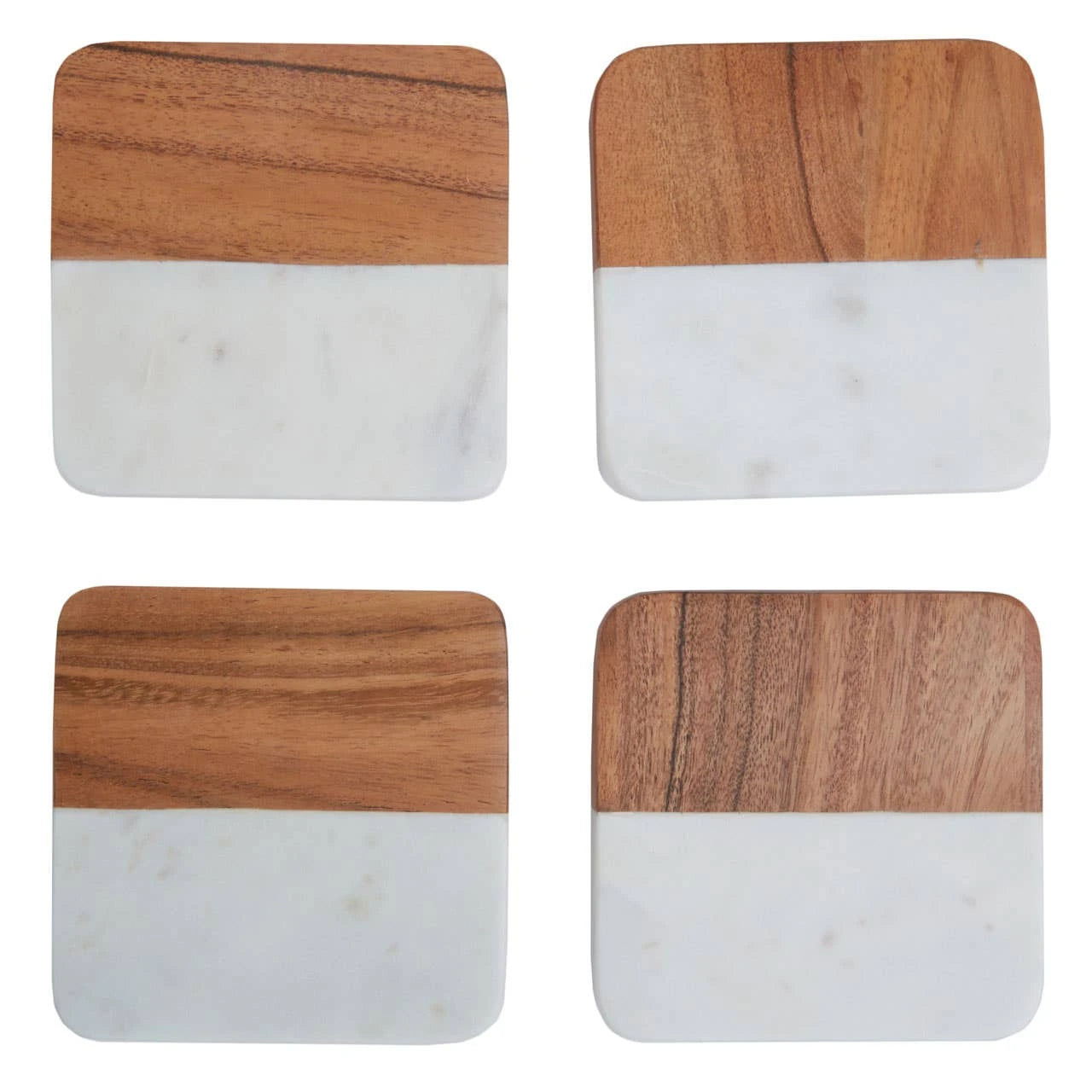 Monzaro Set Of Four Marble And Acacia Wood Coasters