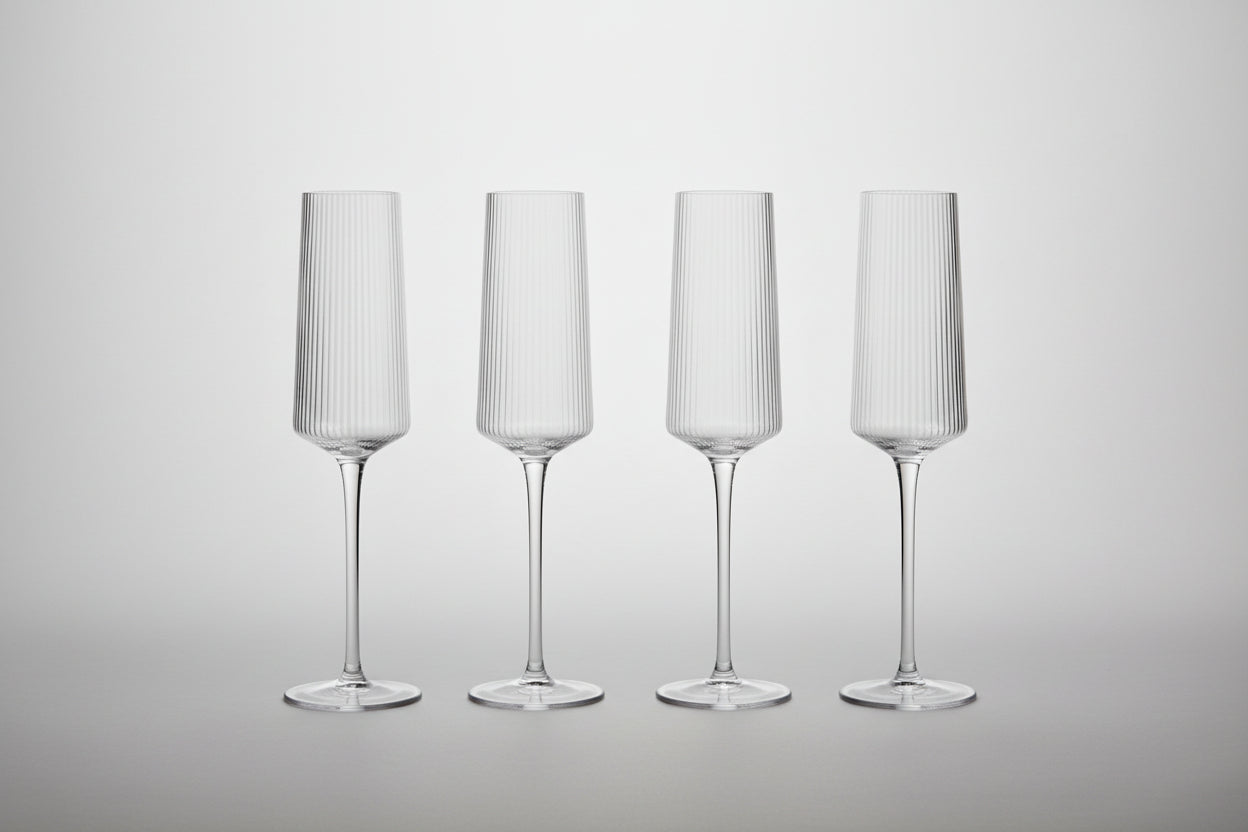 Eldon Set of Four Ribbed Champagne Glasses