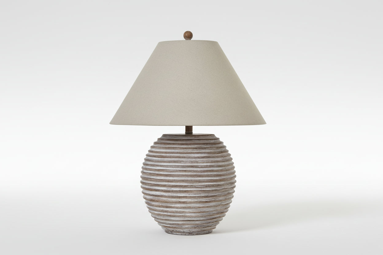 Saturn Table Lamp With Linen Shade
