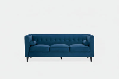 Helia 3 Seat Blue Velvet Sofa