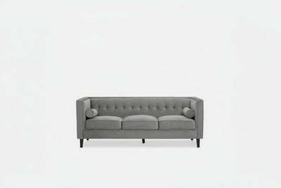 Helia 3 Seat Grey Velvet Sofa