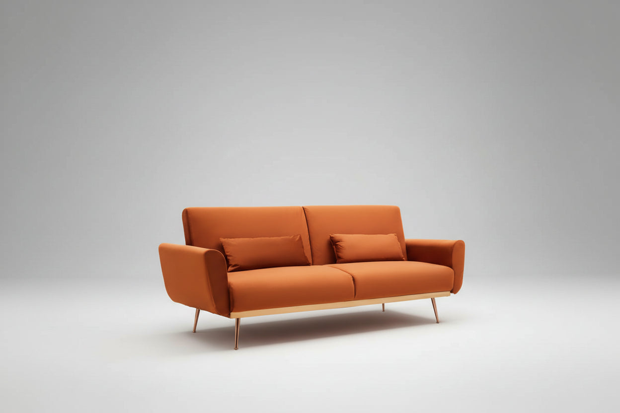 Hatton Burnt Orange Velvet Sofa Bed