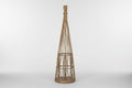 Medium Conical Wicker Lantern With Glass Holder & LED Lights