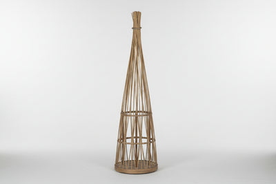 Medium Conical Wicker Lantern With Glass Holder & LED Lights
