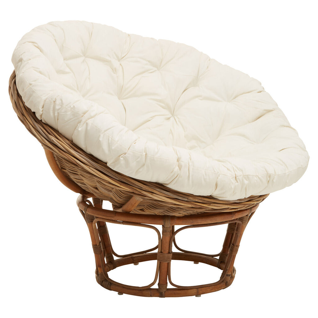Manado Round Grey Kubu Rattan Papasan Chair with Cream Cushion