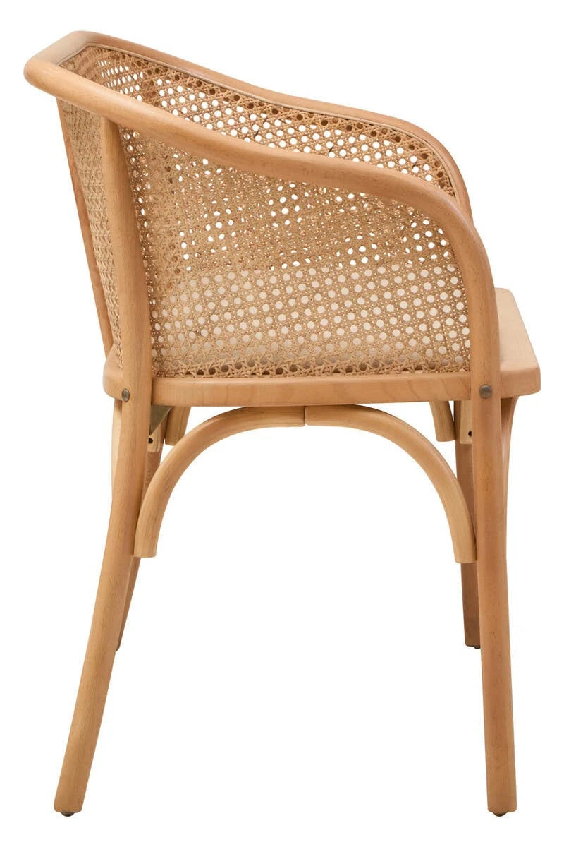 Cebu Natural Cane and Beech Wood Bench with Backrest