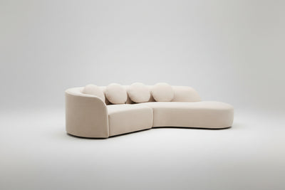 Ovada Cream Linen 3 Seater Curved Sofa